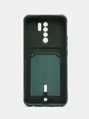 Зеленый чехол для Xiaomi Redmi 9, Сяоми Редми 9, с карманом для карт