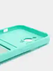 Бирюзовый чехол для iPhone 15/14/13/12/11/Pro/Max/Mini/Plus/X/Xr/Xs/7/8 Plus/SE с карманом для карт