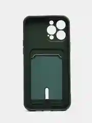 Зеленый чехол для iPhone 15/14/13/12/11/Pro/Max/Mini/Plus/X/Xr/Xs/7/8 Plus/SE с карманом для карт
