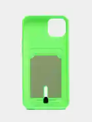 Красный чехол для iPhone 15/14/13/12/11/Pro/Max/Mini/Plus/X/Xr/Xs/7/8 Plus/SE с карманом для карт