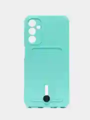 Бирюзовый чехол для Samsung Galaxy A24 (Самсунг Галакси А24), с карманом для карт