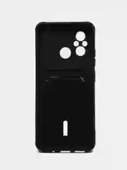 Черный чехол для Xiaomi Redmi 12C (Сяоми Редми 12С), с карманом для карт