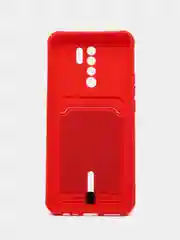 Красный чехол для Xiaomi Redmi 9, Сяоми Редми 9, с карманом для карт