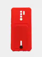 Красный чехол для Xiaomi Redmi 9, Сяоми Редми 9, с карманом для карт