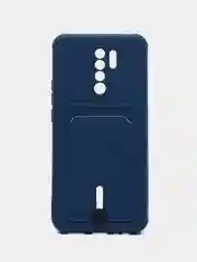 Синий чехол для Xiaomi Redmi 9, Сяоми Редми 9, с карманом для карт