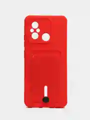 Красный чехол для Xiaomi Redmi 12C (Сяоми Редми 12С), с карманом для карт