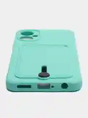 Бирюзовый чехол для Tecno Spark 9 Pro (Техно Спарк 9 Про), с карманом для карт