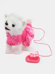 Розовый собака с поводком