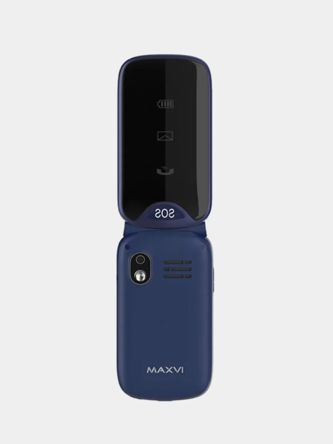 Синий кнопочный телефон-раскладушка Maxvi E6, с камерой, аккумулятор 1200 мАч