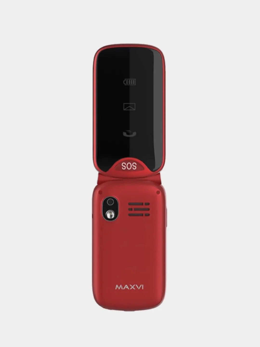 Красный кнопочный телефон-раскладушка Maxvi E6, с камерой, аккумулятор 1200 мАч