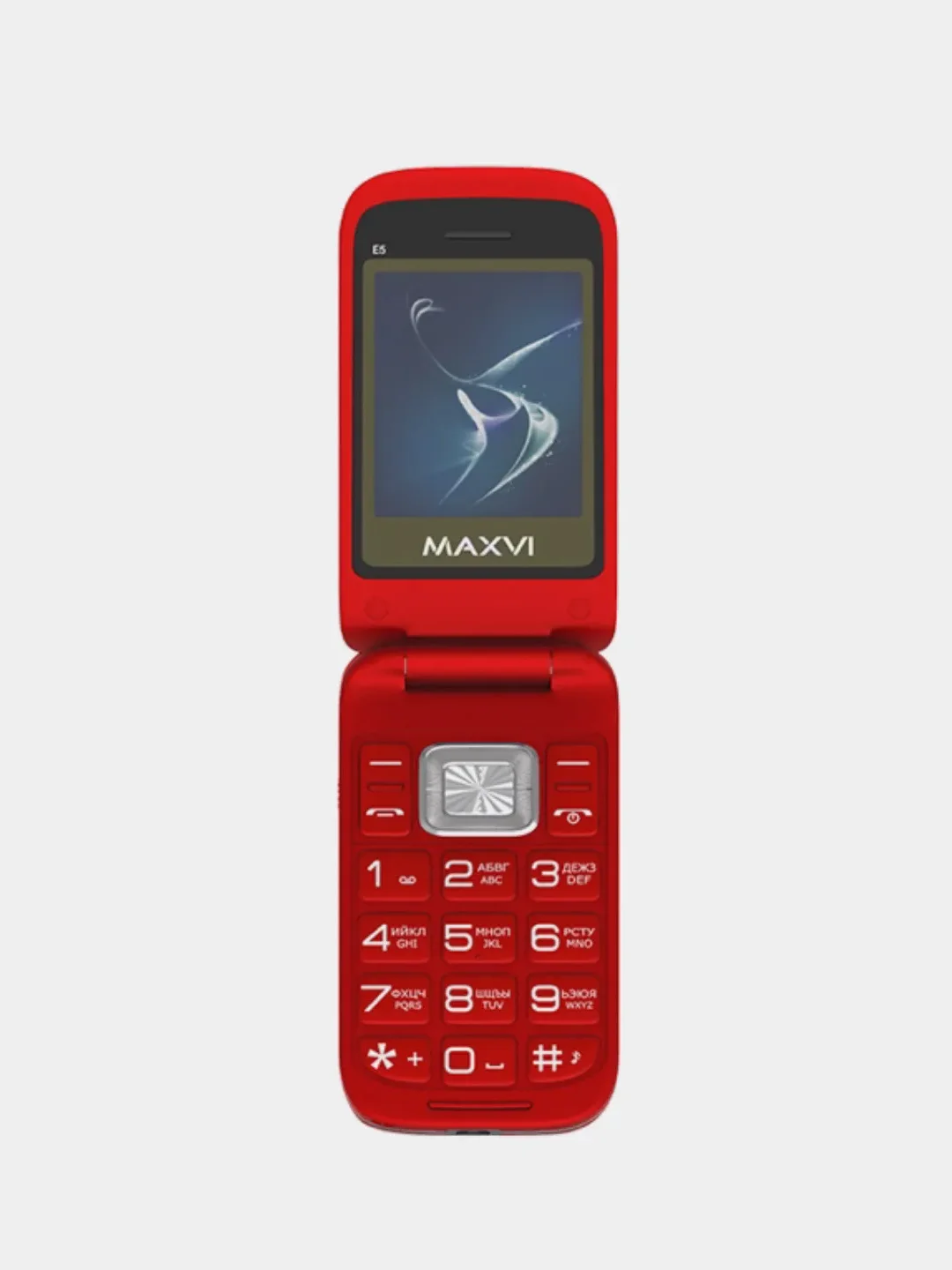 Красный кнопочный телефон-раскладушка Maxvi E5, с камерой, аккумулятор 1500 мАч