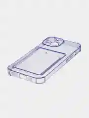 Фиолетовый чехол для iPhone 15 противоударный силиконовый ROSCO с карманом для карт усиленными углами