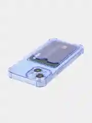 Фиолетовый чехол для iPhone 15 противоударный силиконовый ROSCO с карманом для карт усиленными углами
