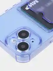 Фиолетовый чехол для iPhone 15 противоударный силиконовый ROSCO с карманом для карт усиленными углами
