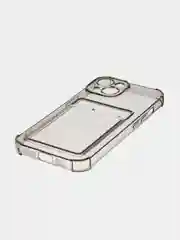 Серый чехол для iPhone 15 противоударный силиконовый ROSCO с карманом для карт усиленными углами