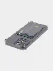 Серый чехол для iPhone 15 противоударный силиконовый ROSCO с карманом для карт усиленными углами