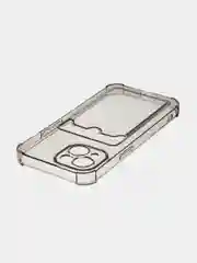 Серый чехол для iPhone 15 противоударный силиконовый ROSCO с карманом для карт усиленными углами