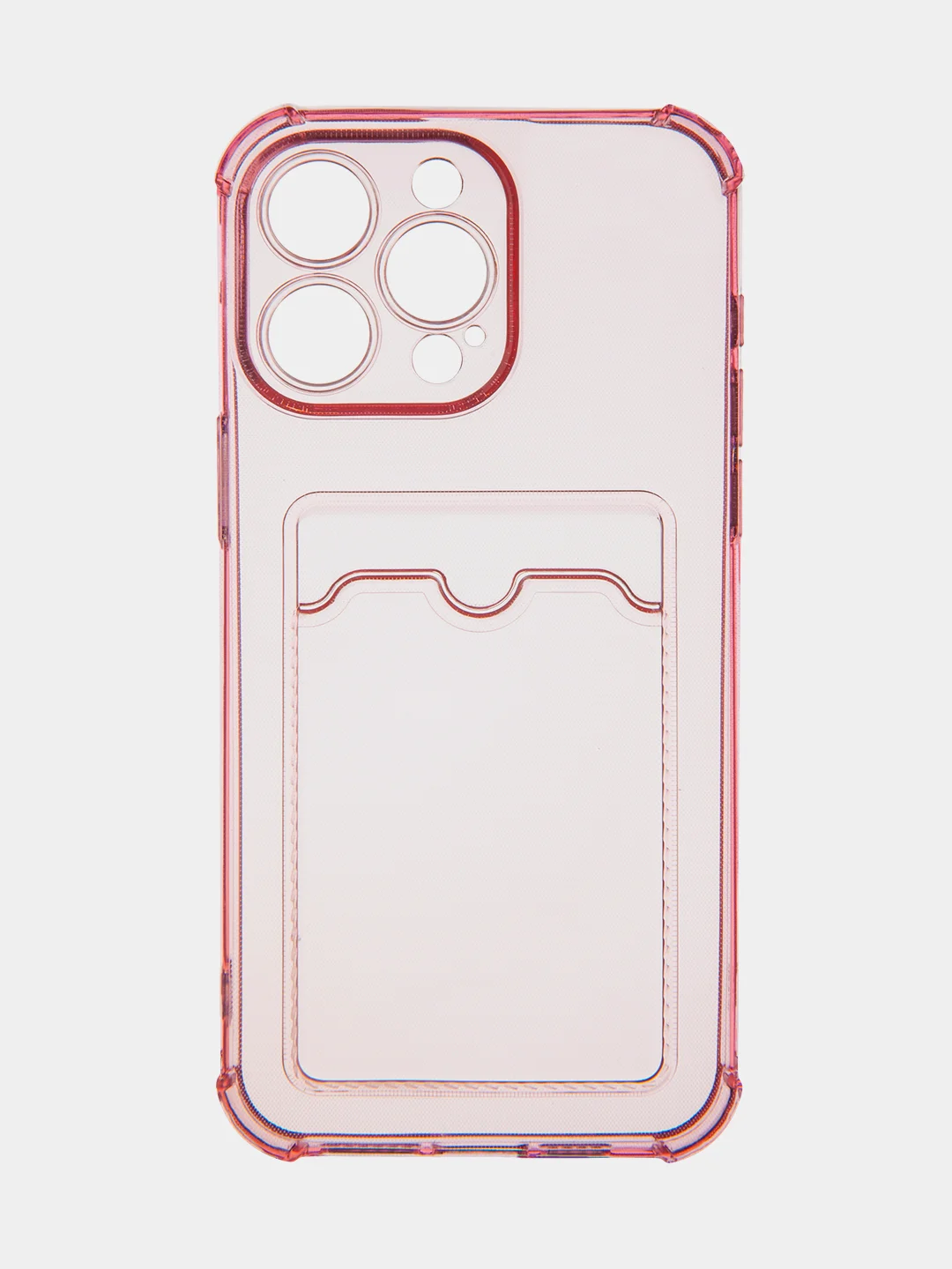 Красный чехол для iPhone 15 Pro Max противоударный силиконовый ROSCO с карманом для карт, углами