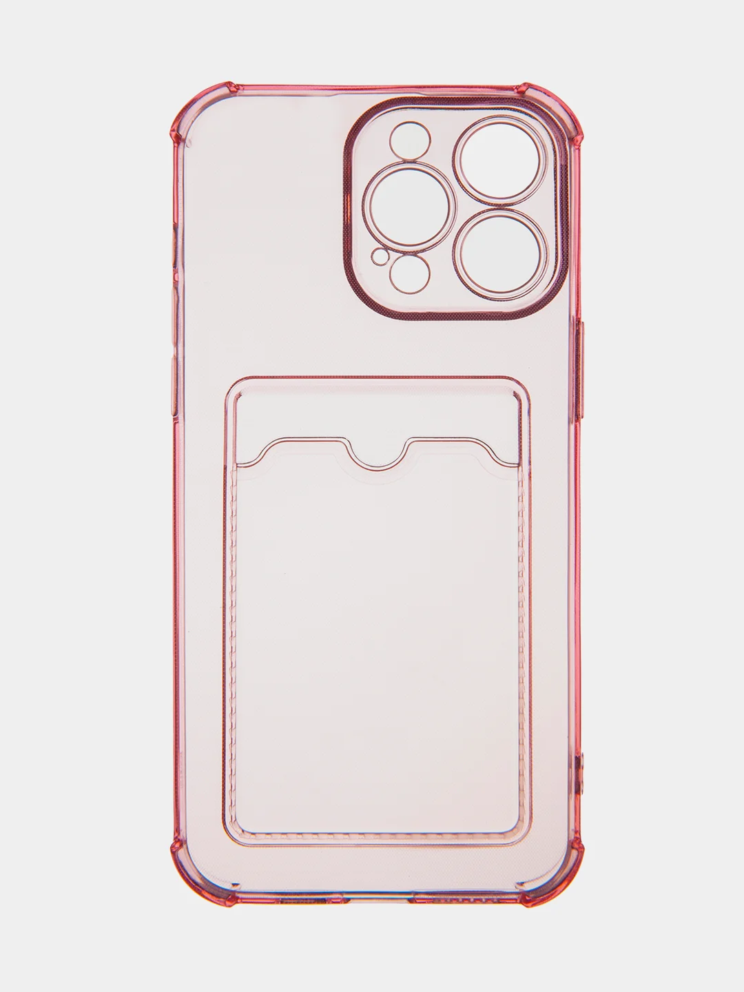 Красный чехол для iPhone 15 Pro Max противоударный силиконовый ROSCO с карманом для карт, углами