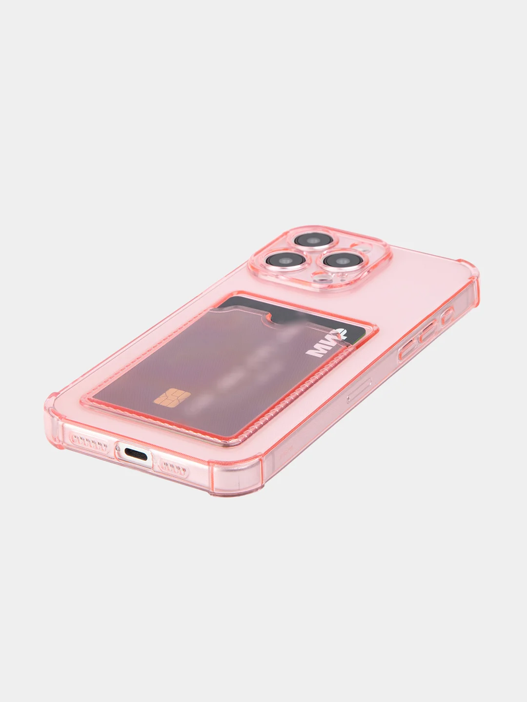 Красный чехол для iPhone 15 Pro Max противоударный силиконовый ROSCO с карманом для карт, углами