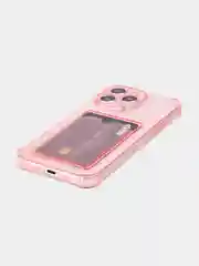 Красный чехол для iPhone 15 Pro Max противоударный силиконовый ROSCO с карманом для карт, углами