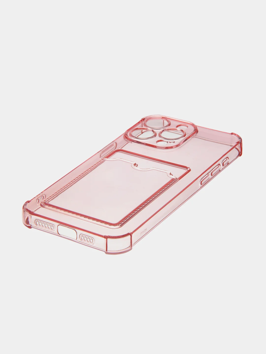 Красный чехол для iPhone 15 Pro Max противоударный силиконовый ROSCO с карманом для карт, углами