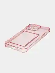 Красный чехол для iPhone 15 Pro Max противоударный силиконовый ROSCO с карманом для карт, углами