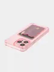 Красный чехол для iPhone 15 Pro Max противоударный силиконовый ROSCO с карманом для карт, углами