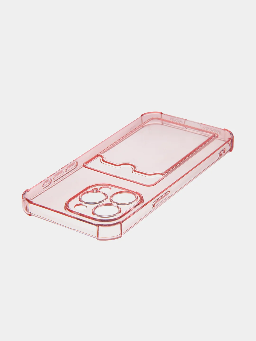 Красный чехол для iPhone 15 Pro Max противоударный силиконовый ROSCO с карманом для карт, углами