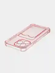Красный чехол для iPhone 15 Pro Max противоударный силиконовый ROSCO с карманом для карт, углами