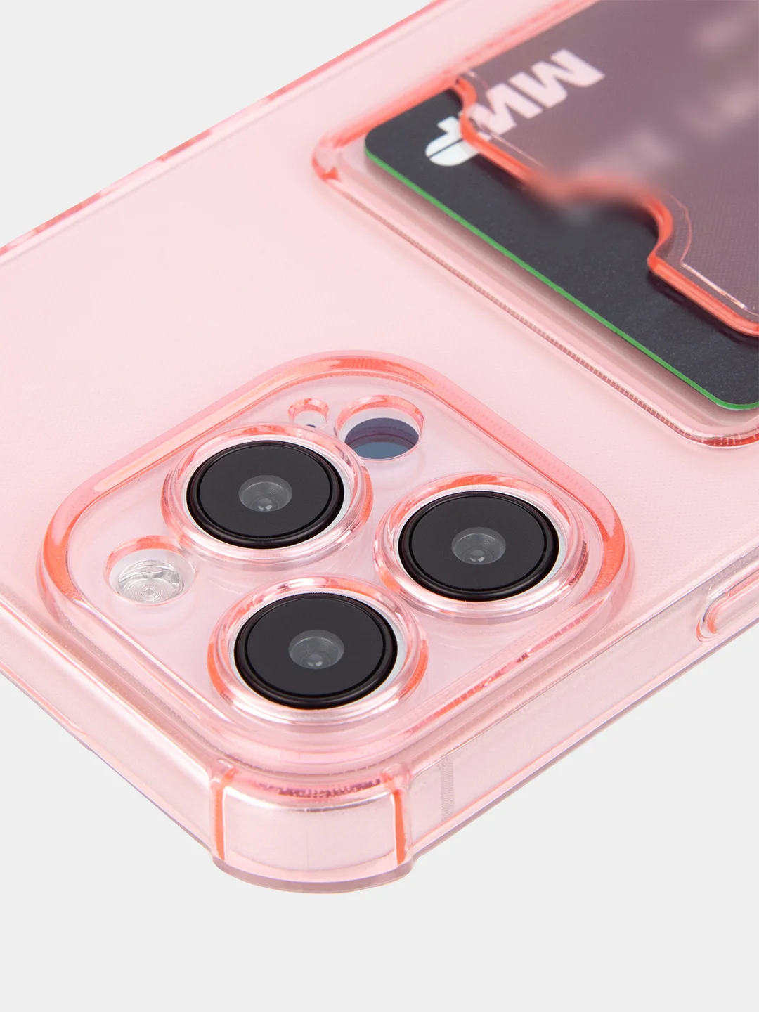 Красный чехол для iPhone 15 Pro Max противоударный силиконовый ROSCO с карманом для карт, углами