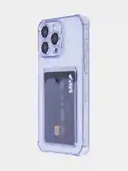 Фиолетовый чехол для iPhone 15 Pro Max противоударный силиконовый ROSCO с карманом для карт, углами