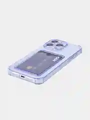 Фиолетовый чехол для iPhone 15 Pro Max противоударный силиконовый ROSCO с карманом для карт, углами