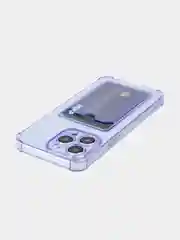Фиолетовый чехол для iPhone 15 Pro Max противоударный силиконовый ROSCO с карманом для карт, углами