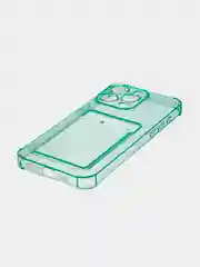 Зеленый чехол для iPhone 15 Pro Max противоударный силиконовый ROSCO с карманом для карт, углами