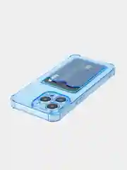 Синий чехол для iPhone 15 Pro Max противоударный силиконовый ROSCO с карманом для карт, углами