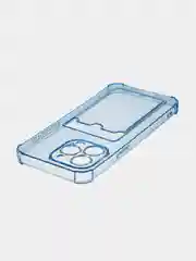 Синий чехол для iPhone 15 Pro Max противоударный силиконовый ROSCO с карманом для карт, углами