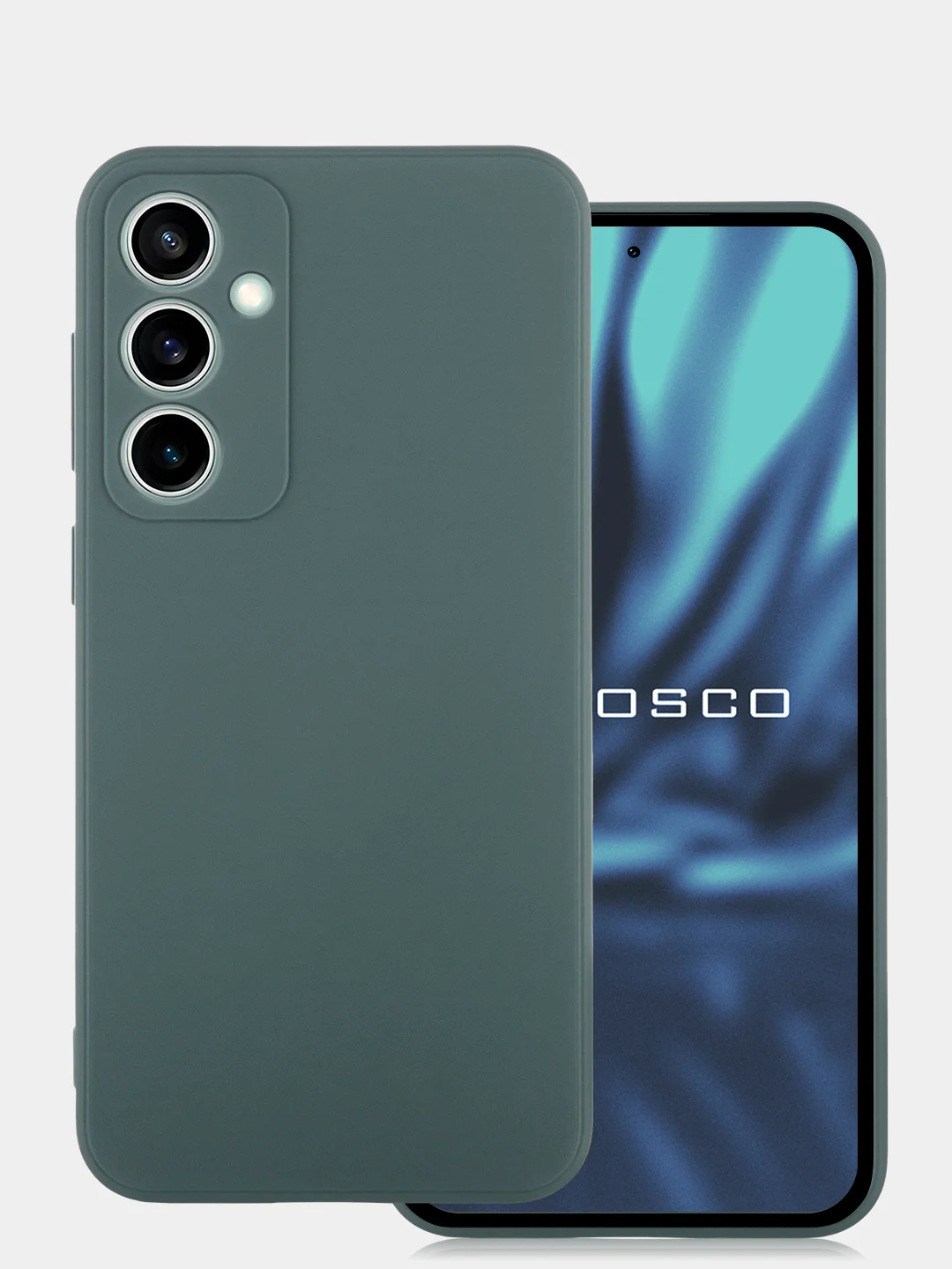 Тёмно-зелёный чехол для Samsung Galaxy S23 FE силиконовый ROSCO матовый / прозрачный с защитой камер