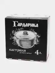 Черный кастрюля Гардарика 1704-03-10 с крышкой "Премьера", 4 л