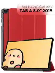 Красный чехол-книжка для планшета Samsung Galaxy Tab A 8.0 2019 SM-T295, SM-T290 КАРТОФАН экокожа