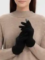 Черный теплые зимние женские перчатки. Сенсорные перчатки