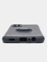 Темно-синий чехол Samsung Galaxy A12 / M12, Самсунг Галакси А12 / М12 силиконовый с кольцом-держателем