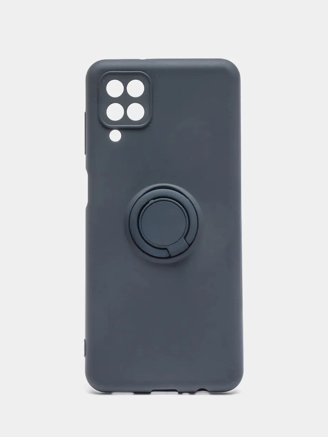 Темно-синий чехол Samsung Galaxy A12 / M12, Самсунг Галакси А12 / М12 силиконовый с кольцом-держателем