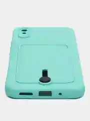 Бирюзовый чехол для Xiaomi Redmi 9A, Сяоми Редми 9А, с карманом для карт