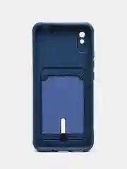 Синий чехол для Xiaomi Redmi 9A, Сяоми Редми 9А, с карманом для карт