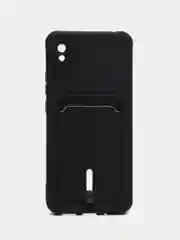 Черный чехол для Xiaomi Redmi 9A, Сяоми Редми 9А, с карманом для карт
