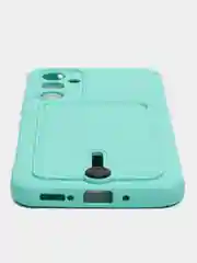 Бирюзовый чехол для Samsung Galaxy A54 (Самсунг Галакси А54), с карманом для карт