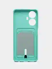 Бирюзовый чехол для Realme C55 (Реалми С55), с карманом для карт