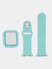 Бирюзовый бампер с защитным стеклом и ремешком для Apple Watch