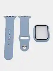 Небесно-голубой бампер с защитным стеклом и ремешком для Apple Watch
